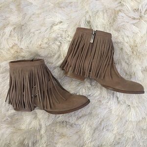 BCBGeneration Fringe Suede Buckled Western Cowboy Ankle Boots 7